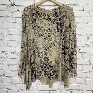 Peruvian Connection Tunic Blouse LS Size XS/S‎ Pima Cotton Modal Boho Mandala